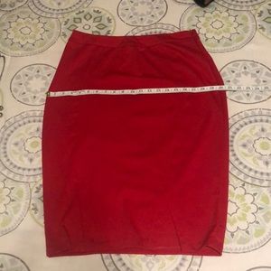 Lipstick red knee length pencil skirt. Size 12